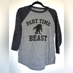 Disney “Part Time Beast” 3/4 Sleeve Tee Medium
